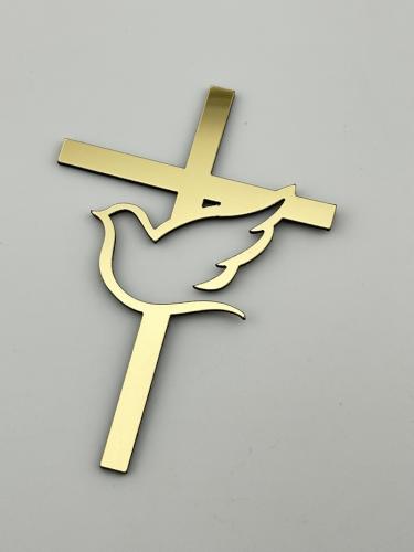 Топер хрестик для торта золотий, на хрещення, великдень